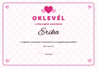 Oklevél minta: Anyukának és a családnak