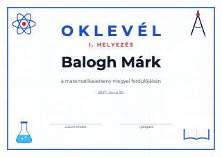 Oklevél minta: Tanulmányi versenyek
