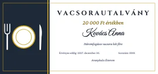 Ajándékutalvány minta: Vacsorautalvány